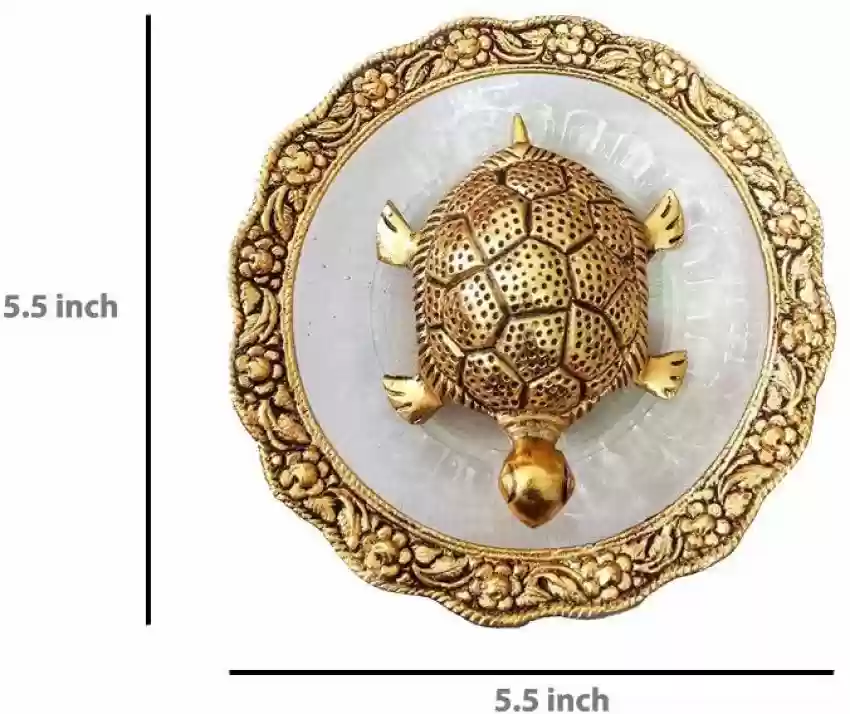 brass tortoise with glass plate. 5.5 inches. placement zone centre of west, facing – north. used for wrong direction of staircase.