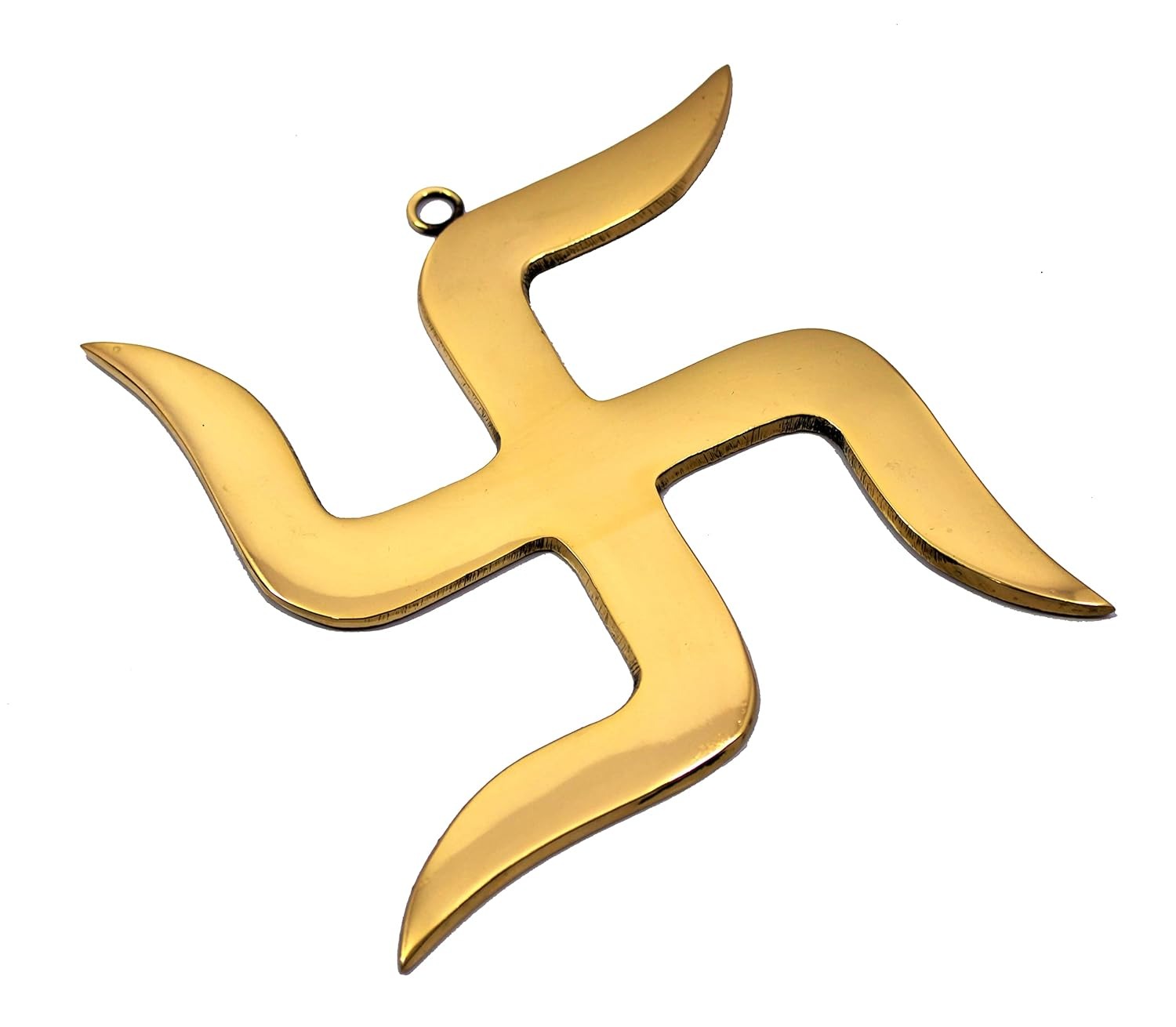 brass swastik sathiya wall hanging yantra 6 cm (brass, gold)