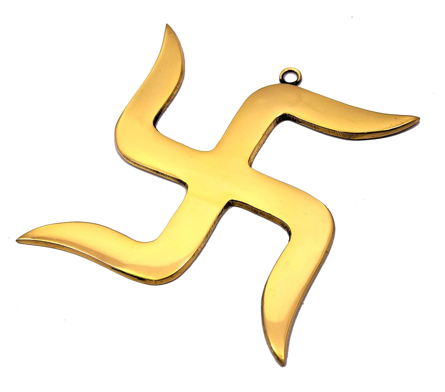 brass swastik sathiya wall hanging yantra 6 cm (brass, gold)