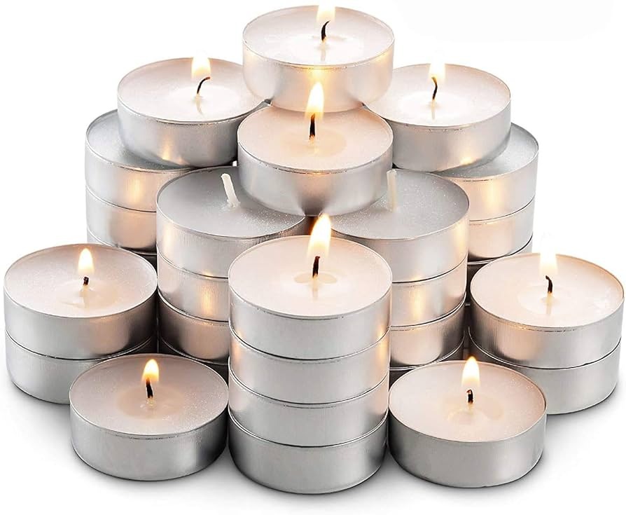 pack of 100 long burning unscented tealight candles
