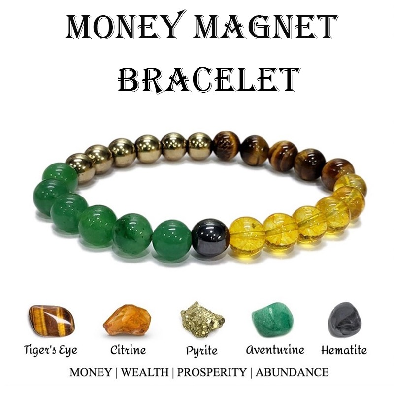 money magnet bracelet 8mm gemstone beads