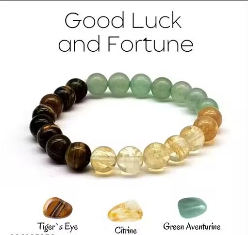 natural good luck & fortune healing crystal beaded bracelet