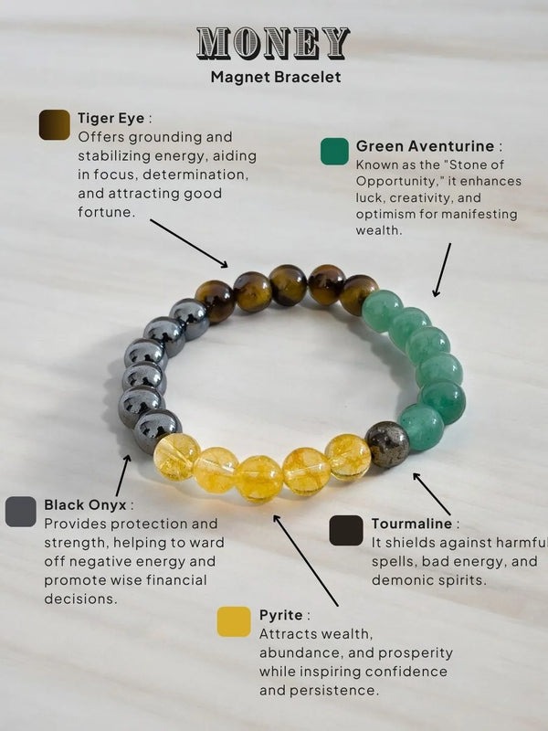 money magnet bracelet 8mm gemstone beads