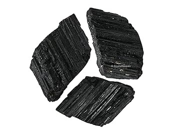 black tourmaline crystals rough raw for protection, crystal grids, good vibes