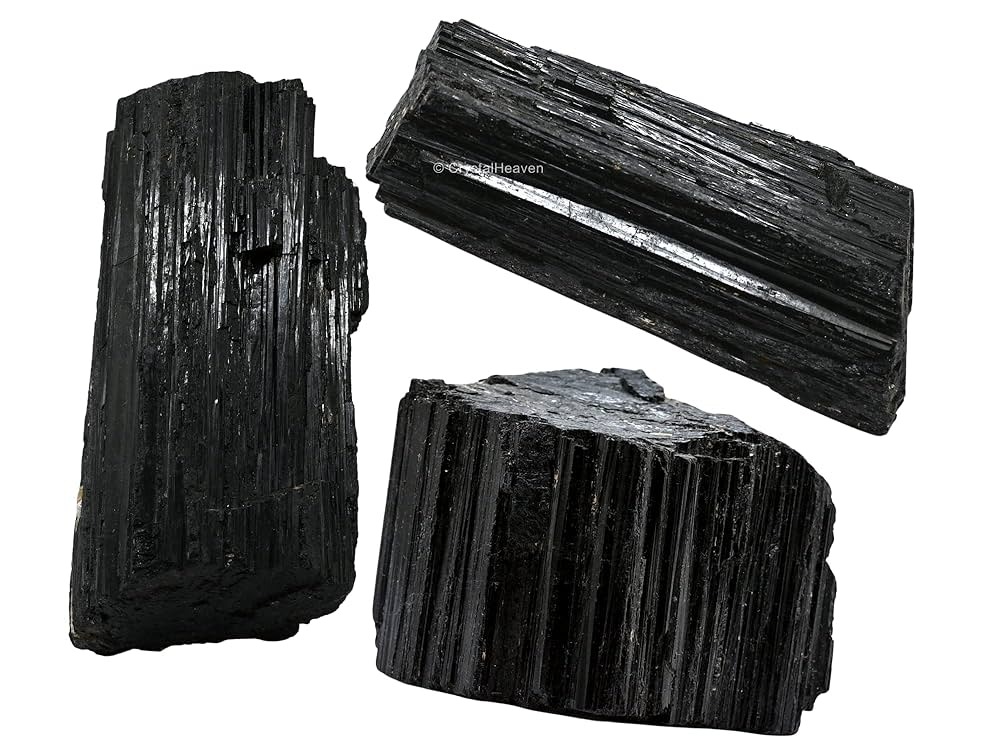 black tourmaline crystals rough raw for protection, crystal grids, good vibes