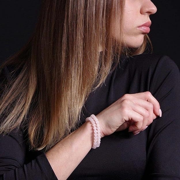 rose quartz bracelet 8mm beads for aura cleansing & emotional detoxification