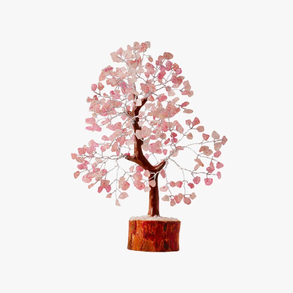 rose quartz tree with 1000 healing beads | love, harmony & emotional healing crystal tree