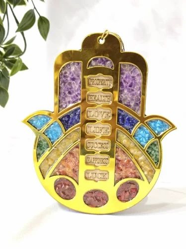 7 chakra hamsa hand hanging | energy protection & chakra balance decor