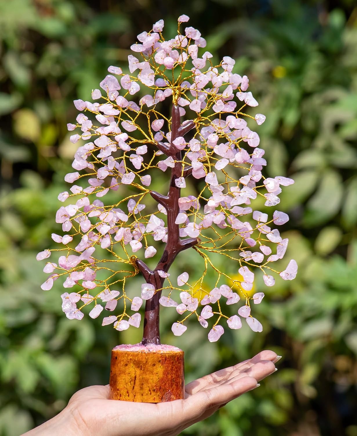 rose quartz tree with 1000 healing beads | love, harmony & emotional healing crystal tree