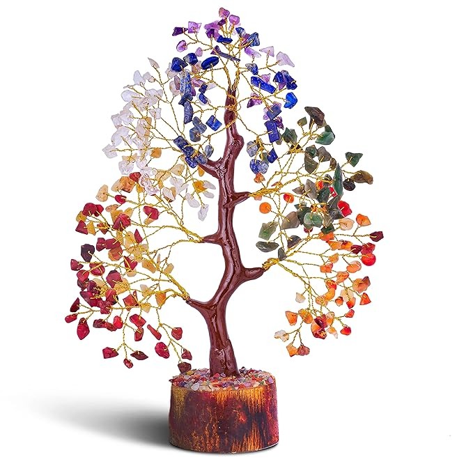 7 chakra crystal tree with 1000 healing beads | feng shui energy tree for positivity, balance & prosperity