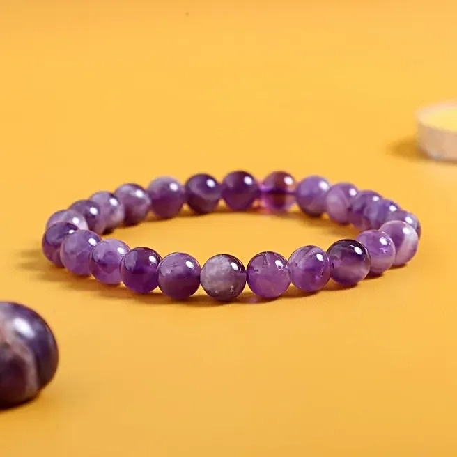 amethyst serenity bracelet 8 mm natural healing crystal for calm, protection & spiritual balance