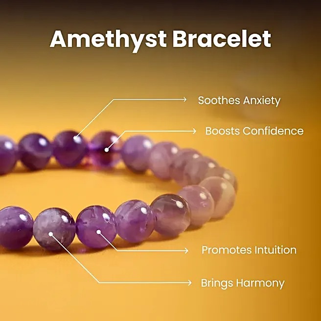 amethyst serenity bracelet 8 mm natural healing crystal for calm, protection & spiritual balance