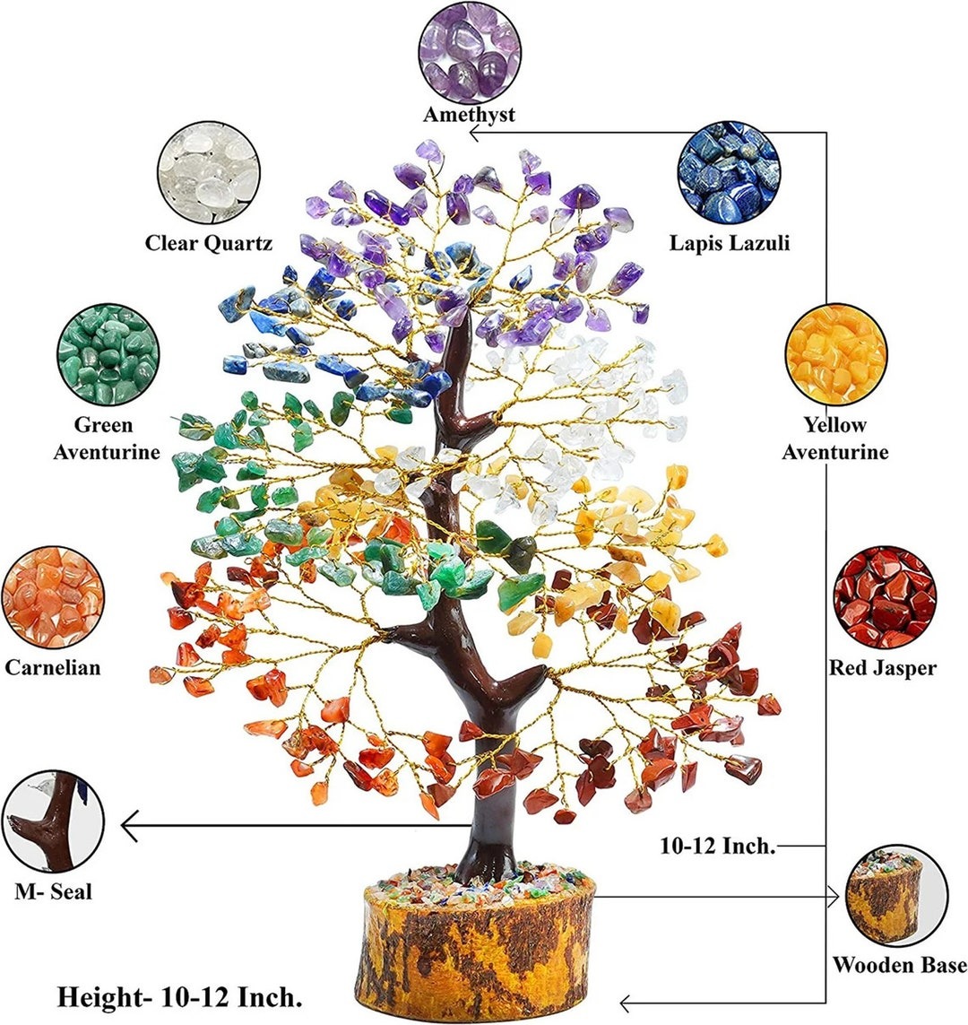 7 chakra crystal tree with 1000 healing beads | feng shui energy tree for positivity, balance & prosperity