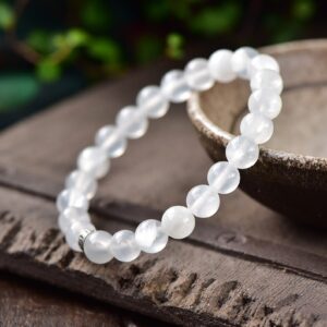 selenite bracelet 8 mm – natural crystal bracelet for peace, protection & spiritual healing