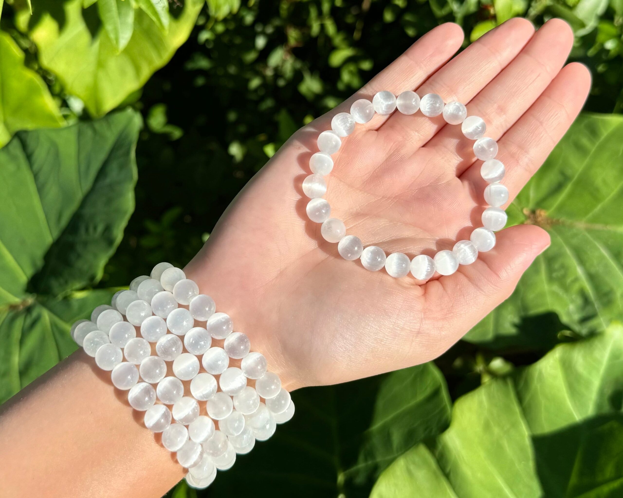 selenite bracelet 8 mm – natural crystal bracelet for peace, protection & spiritual healing