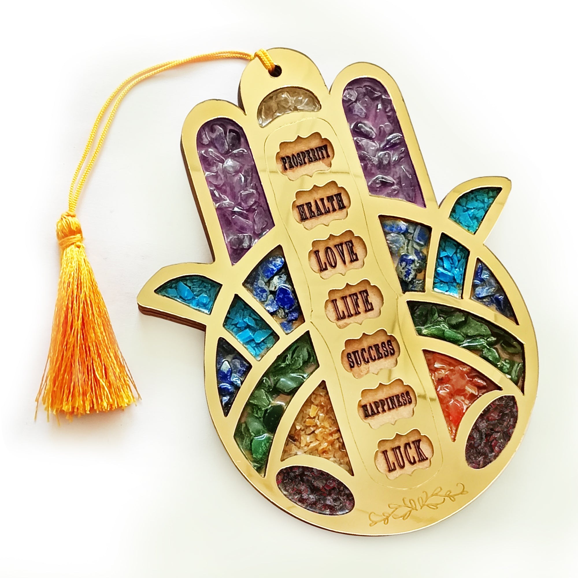 7 chakra hamsa hand hanging | energy protection & chakra balance decor