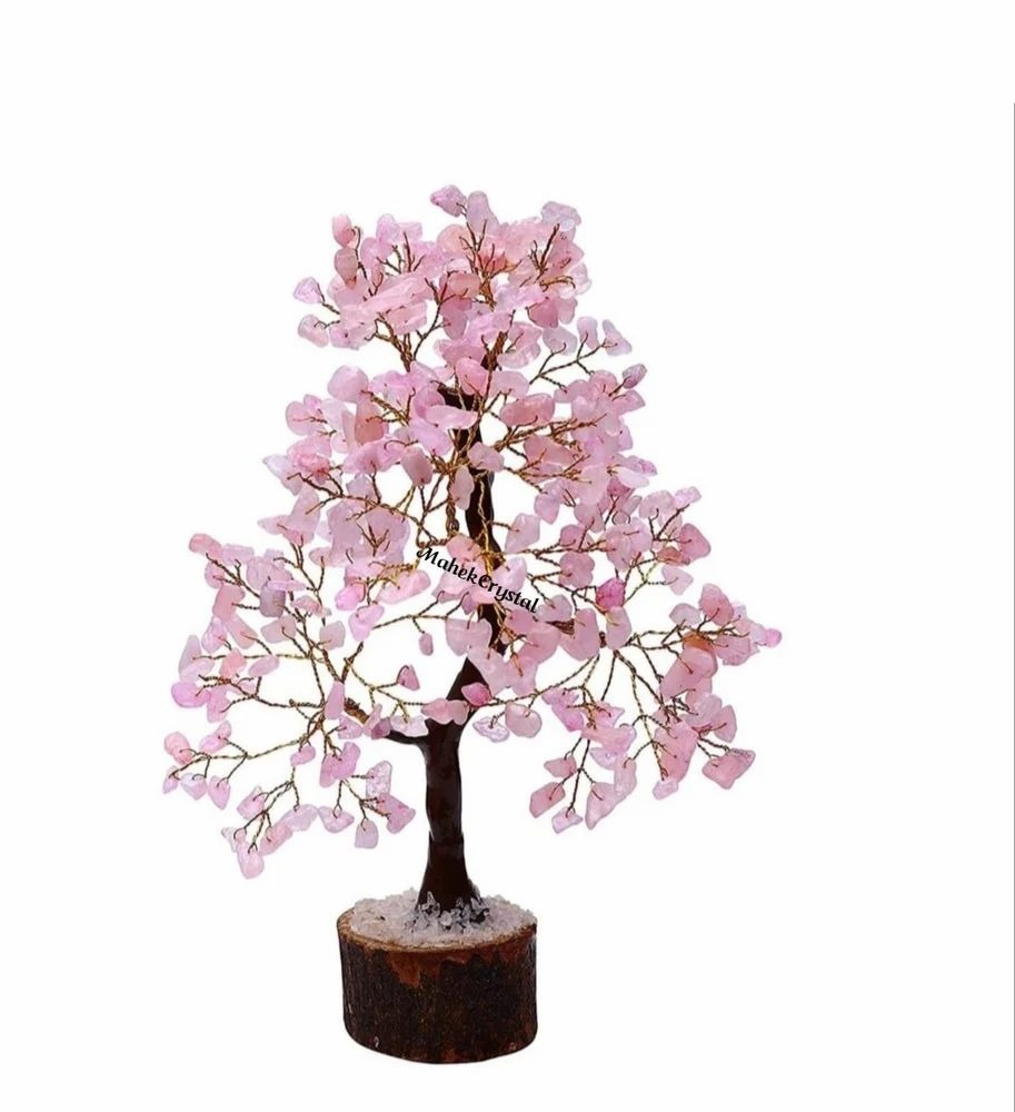 rose quartz tree with 1000 healing beads | love, harmony & emotional healing crystal tree