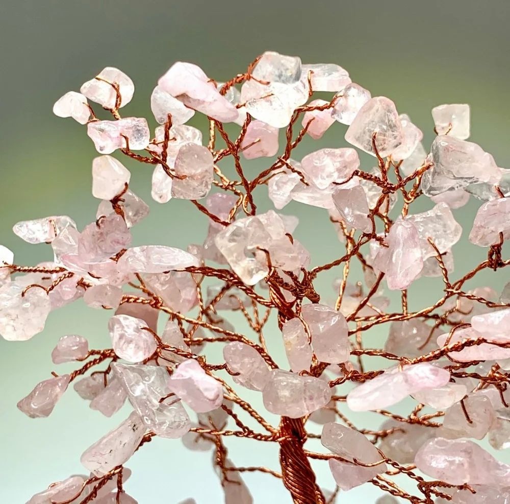 rose quartz tree with 1000 healing beads | love, harmony & emotional healing crystal tree